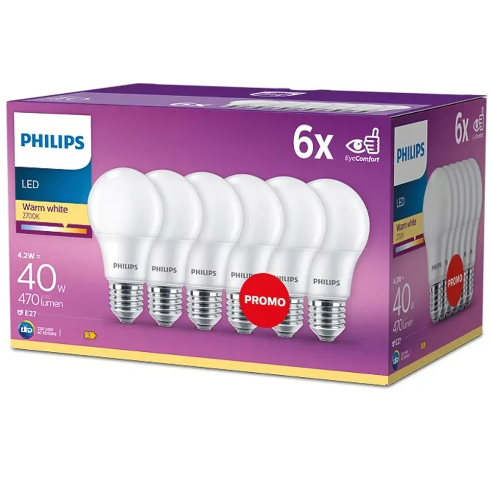 Philips Lighting LED 40W A60 E27 WW FR ND 6CT/4