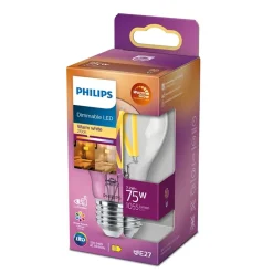 Philips Lighting LED-lamp filament E27 A60 7,2W-75W Dimbaar