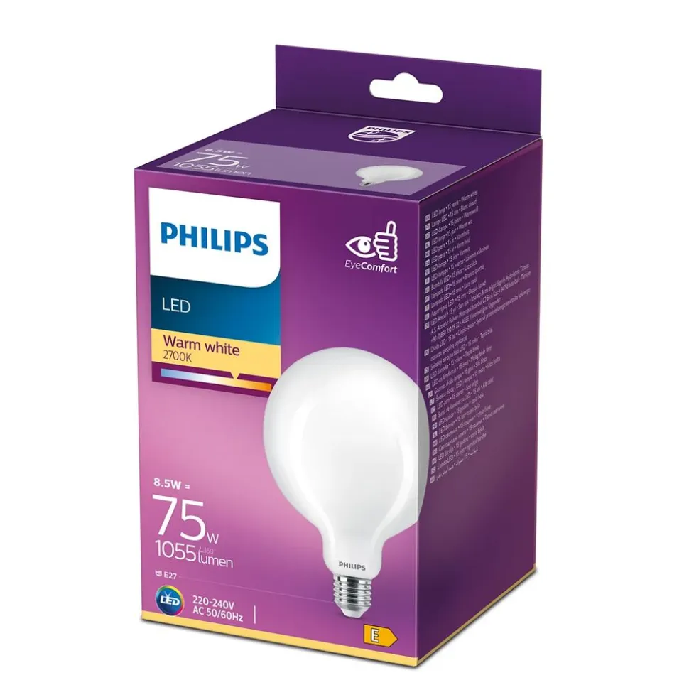 Philips Lighting LED-lamp Classic E27 G120 8,5W-75W WW