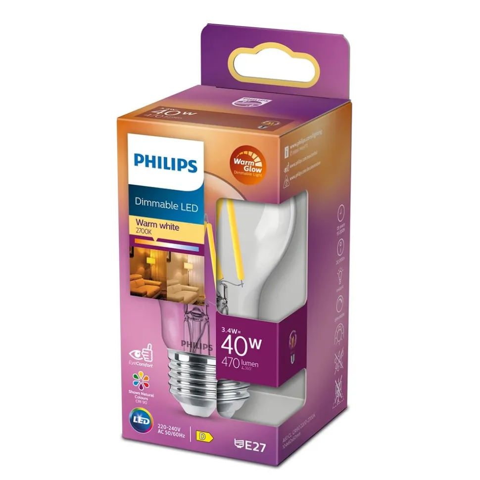 Philips Lighting LED-lamp filament E27 A60 3,4W-40W Dimbaar
