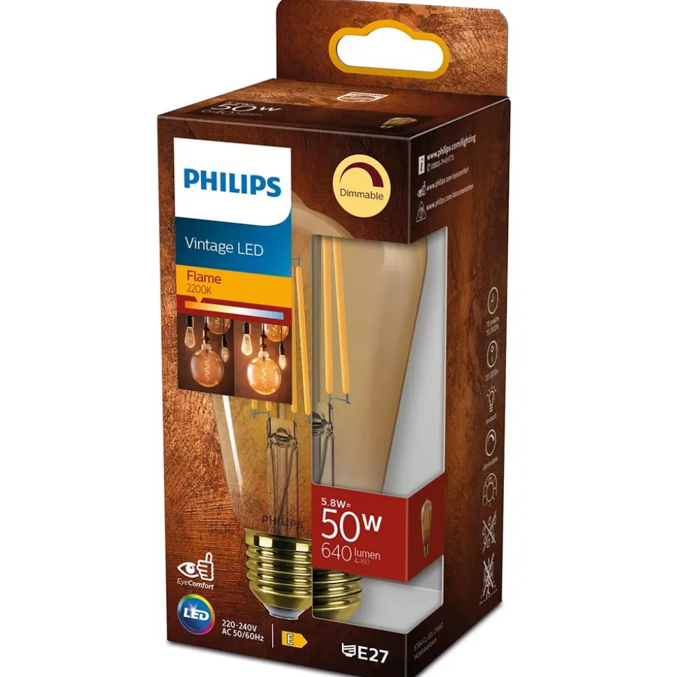 Philips Lighting LED-lamp Gold E27 ST64 5,8W-50W Dimbaar