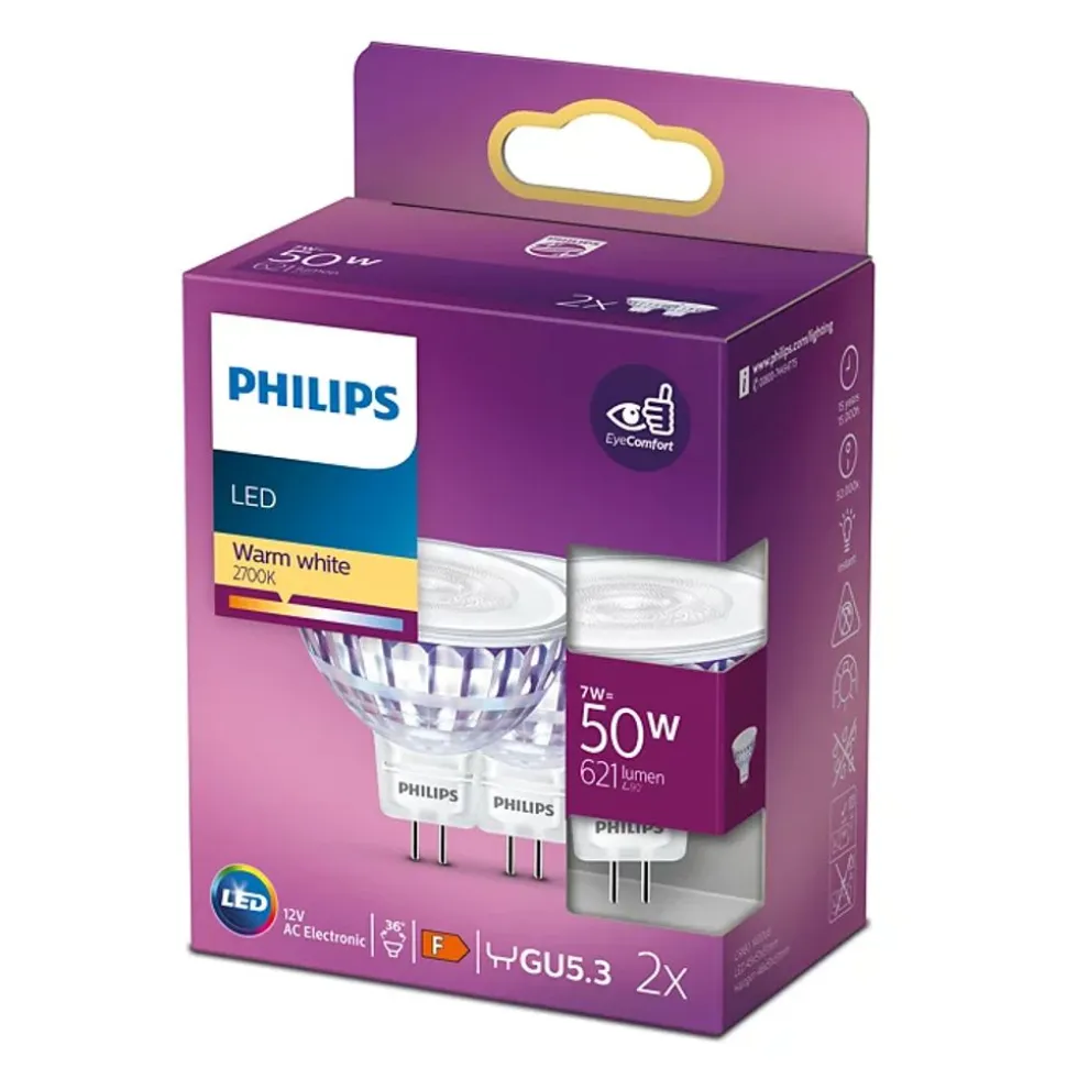 Philips Lighting LED-spot GU5.3 7W-50W Warmwit (2pcs)