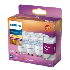 Philips Lighting LED-spot GU10 3,8W-50W Warmwit Dimbaar 3pcs