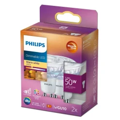 Philips Lighting LED-spot GU10 3,8W-50W Warmwit Dimbaar 2pcs