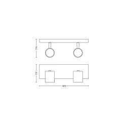 Philips Lighting RUNNER bar/tube black 2x50W 230V