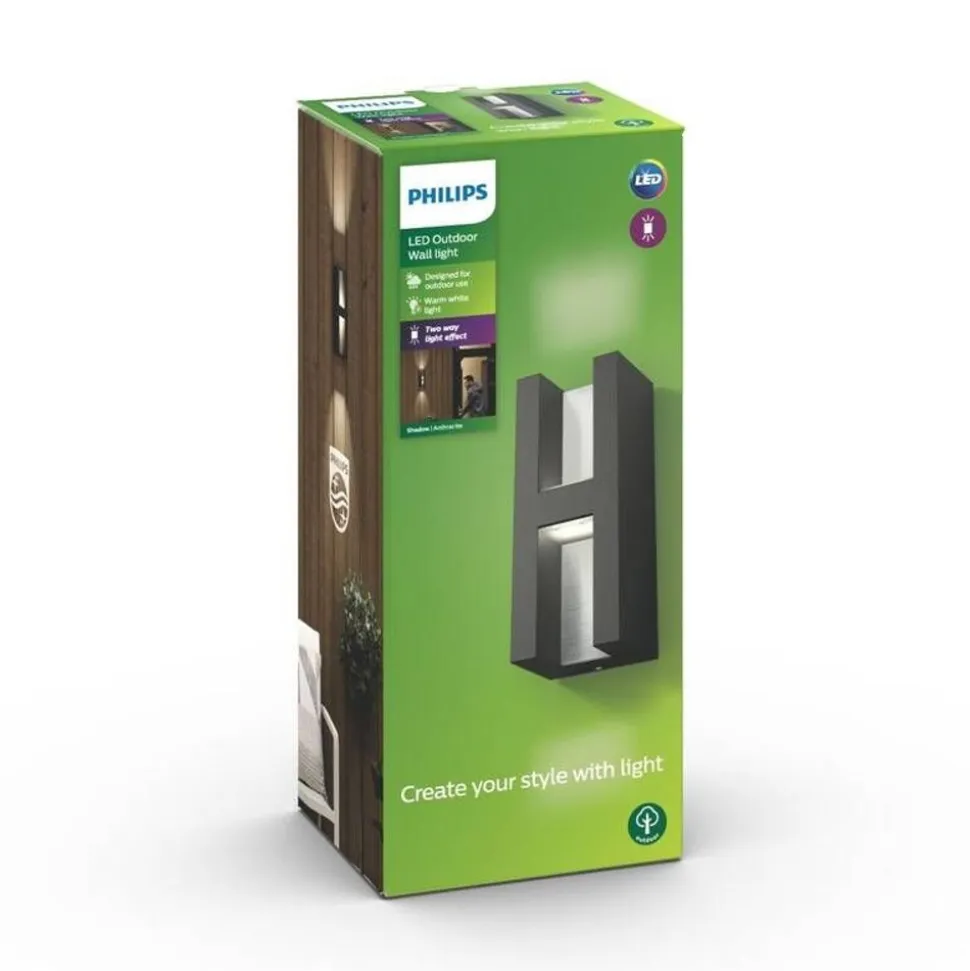 Philips Lighting Shadow wall lantern anthracite 2x4.5W
