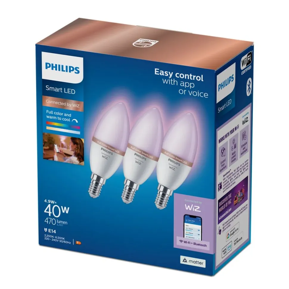 Philips Lighting Smart LED Kaarslamp 40W C37 E14 x3