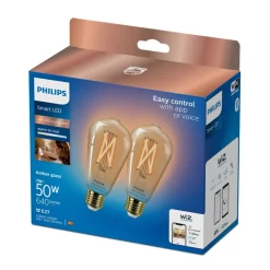 Philips Lighting Smart LED Filamentlamp amberkleurig 7 W (gelijk aan 50 W) ST64 E27 x2