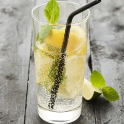 Point-Virgule Set van 4 cocktailrietjes uit rvs zwart met reinigingsborstel 20.5cm