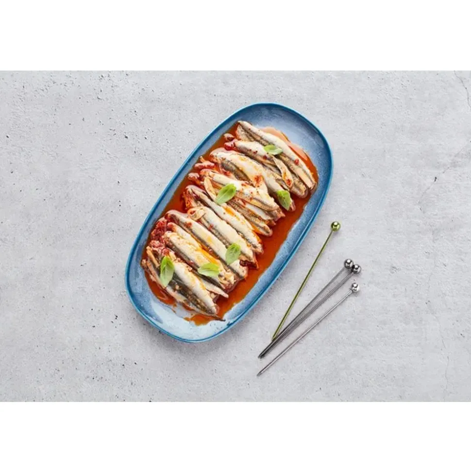 Point-Virgule set van 12 prikkers met bol in rvs 3 kleuren 10.8x0.8x.0.8cm