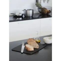 Point-Virgule snijplank met sapgeul uit houtvezel zwart 44x32.5x0.6cm FSC MIX