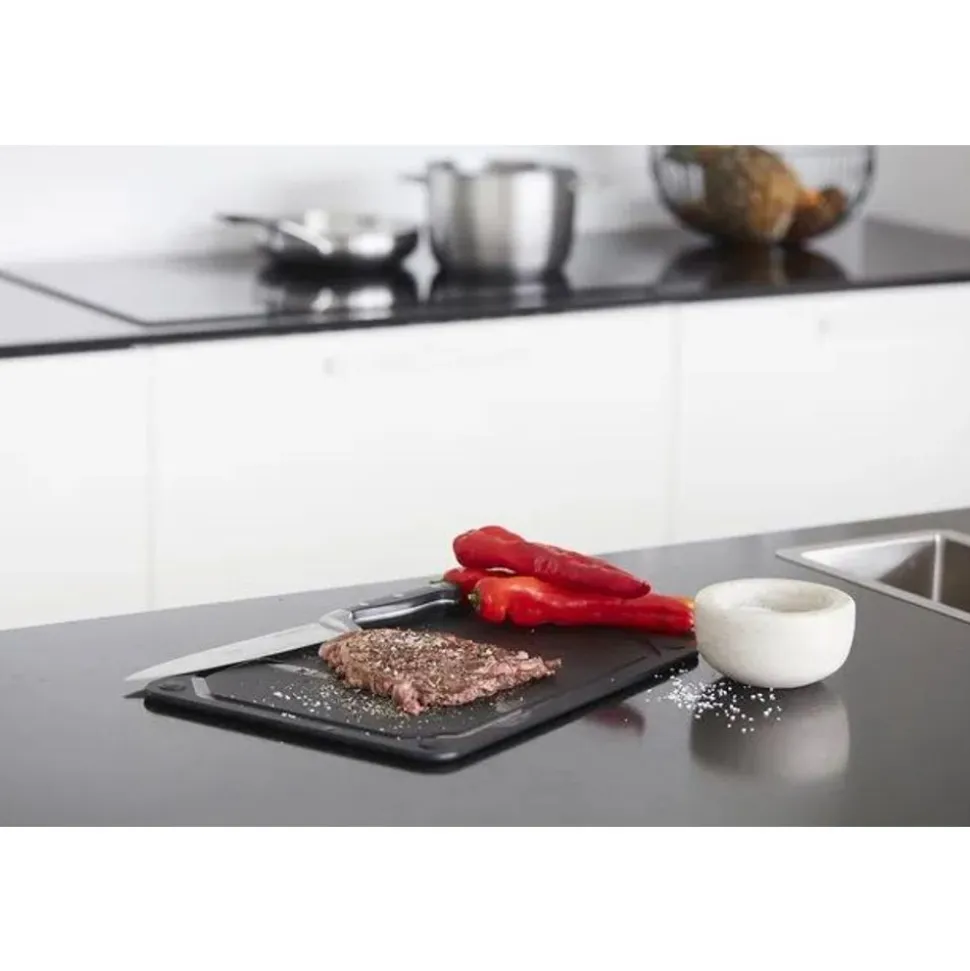 Point-Virgule snijplank met sapgeul uit houtvezel zwart 44x32.5x0.6cm FSC MIX