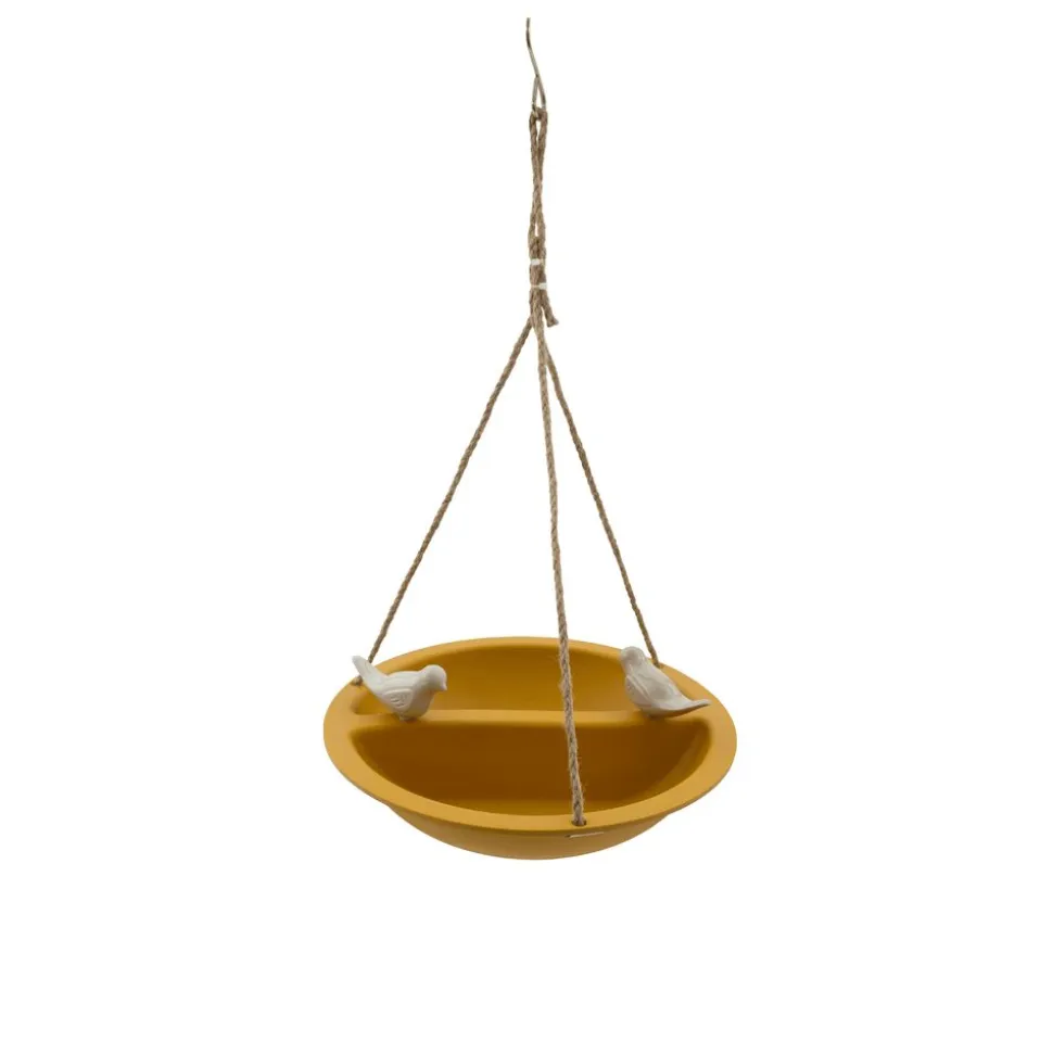 Point-Virgule Vogelbad/voederschaal voor vogels uit bamboevezel okergeel