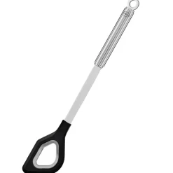 Rösle Kooklepel met ronde handgreep en gat 32,9cm RVS met siliconen rand