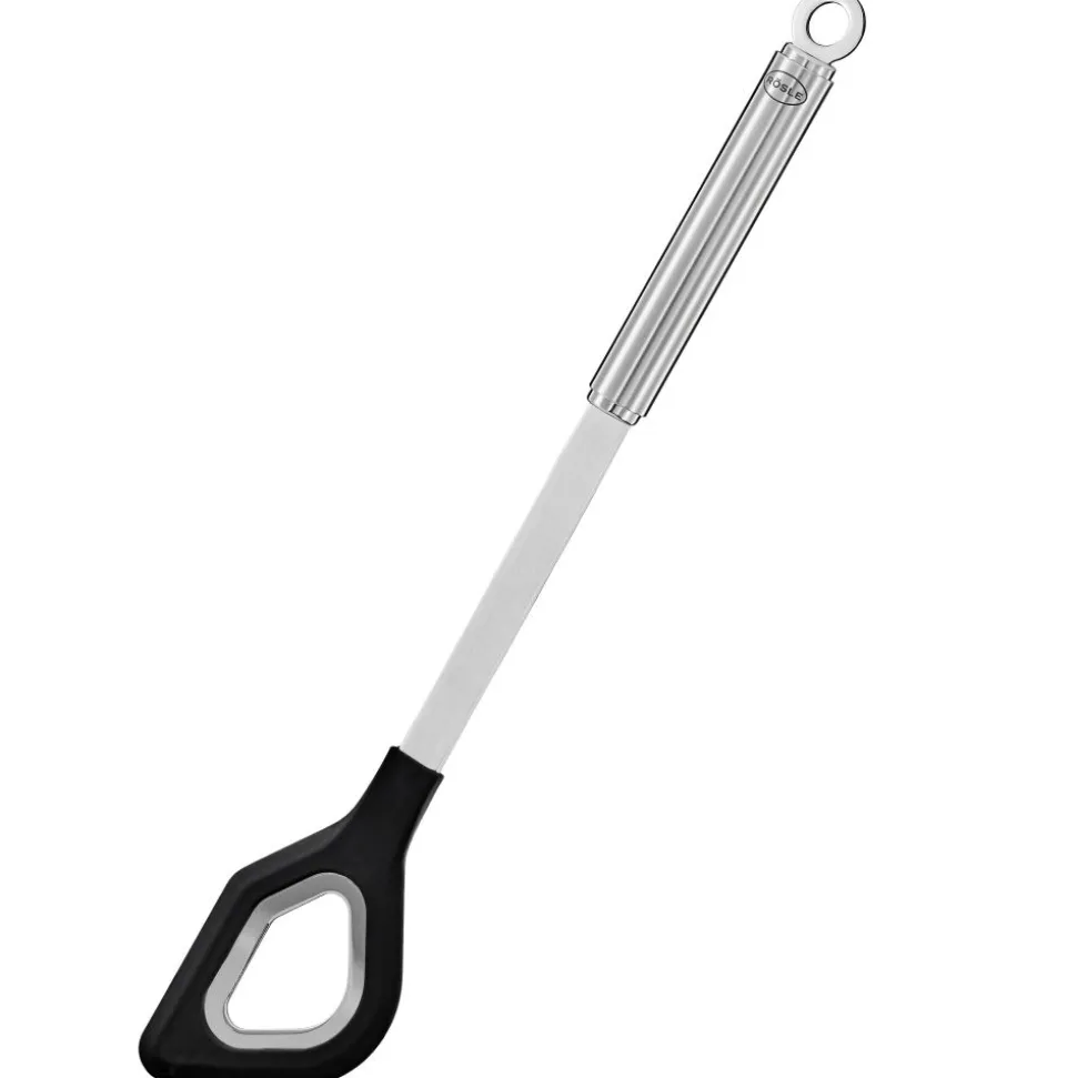 Rösle Kooklepel met ronde handgreep en gat 32,9cm RVS met siliconen rand
