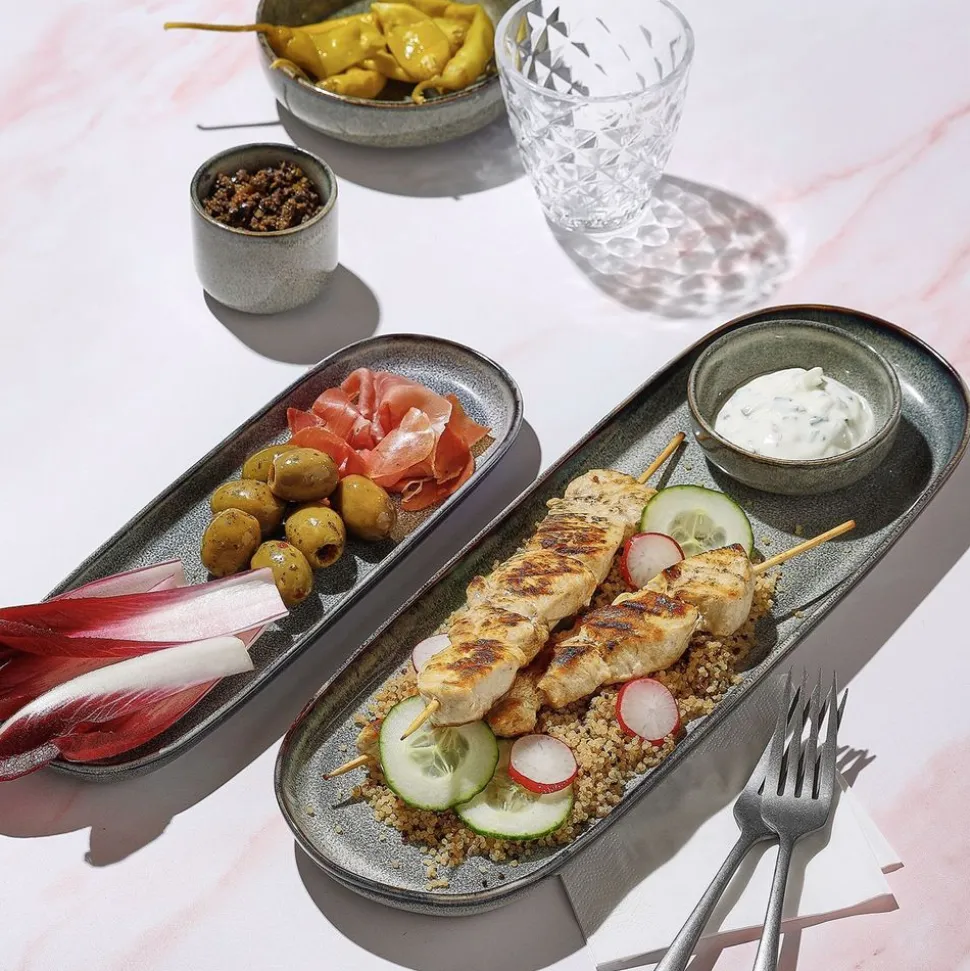 Salt & Pepper Meridian Serveerschaal 38,5x14xH2,5cm groen/blauw