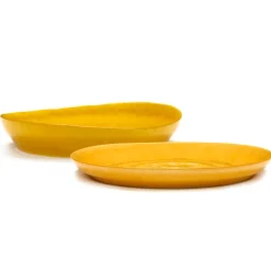 Serax Feast tableware by Ottolenghi Diepe serveerschaal S 30cm H6cm  Sunny Yellow Swirl-Dots Zwart