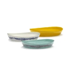 Serax Feast tableware by Ottolenghi Diepe serveerschaal S 30cm H6cm  Sunny Yellow Swirl-Dots Zwart