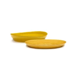 Serax Feast tableware by Ottolenghi Diepe serveerschaal S 30cm H6cm  Sunny Yellow Swirl-Dots Zwart