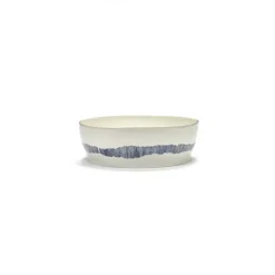 Serax Feast tableware by Ottolenghi Saladekom 28,5cm H9,5cm Wit Swirl-Stripes Blauw
