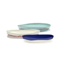 Serax Feast tableware by Ottolenghi Serveerschaal M 36cm H6cm Lapis Lazuli Swirl-Dots Wit