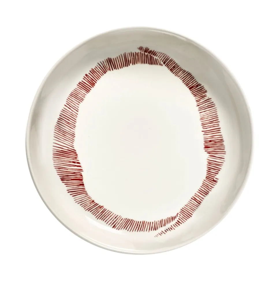 Serax Feast tableware by Ottolenghi Diep Bord 22cm H4cm Wit Swirl-Stripes Rood