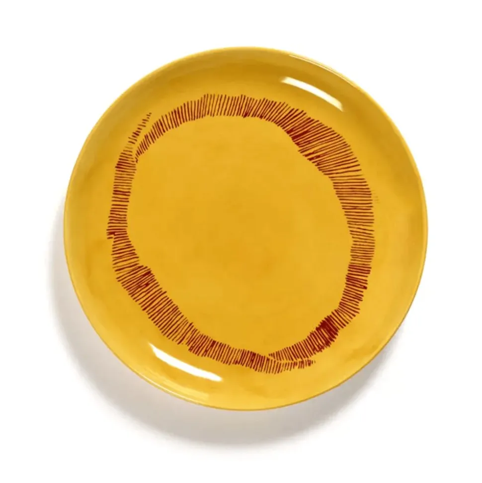 Serax Feast tableware by Ottolenghi Ontbijtbord S 19cm H2cm Sunny Yellow Swirl-Stripes Rood