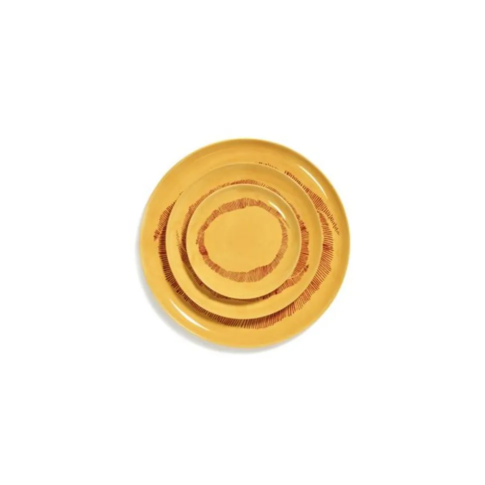 Serax Feast tableware by Ottolenghi Ontbijtbord S 19cm H2cm Sunny Yellow Swirl-Stripes Rood