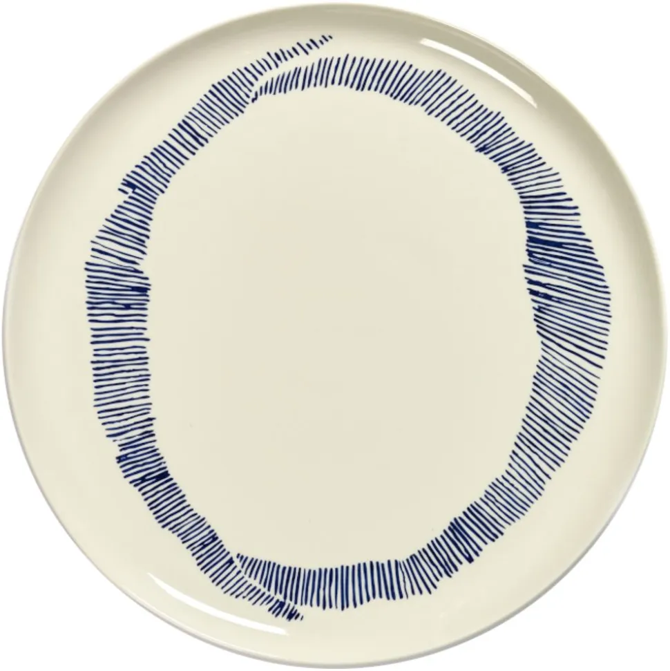 Serax Feast tableware by Ottolenghi Serveerbord 35cm H2cm wit swirl-stripes blauw