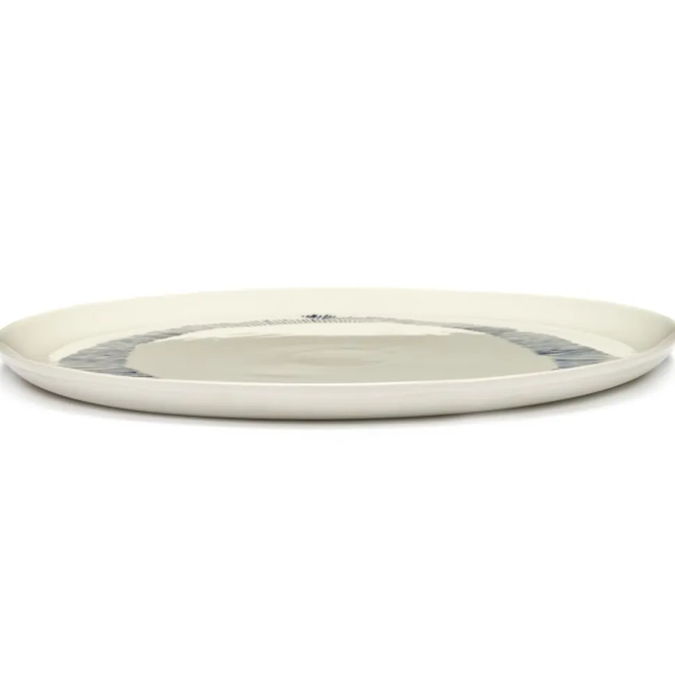Serax Feast tableware by Ottolenghi Serveerbord 35cm H2cm wit swirl-stripes blauw