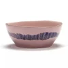 Serax Feast tableware by Ottolenghi Kom L 18cm H8cm Delicious Pink Swirl-Stripes Blauw