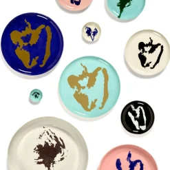 Serax Feast tableware by Ottolenghi Serveerschotel S 35cm H4cm Wit Swirl-Stripes Blauw