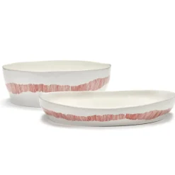 Serax Feast tableware by Ottolenghi Serveerschaal M 36cm H6cm Wit Swirl-Stripes Rood