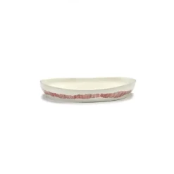 Serax Feast tableware by Ottolenghi Serveerschaal M 36cm H6cm Wit Swirl-Stripes Rood