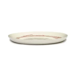 Serax Feast tableware by Ottolenghi Voorgerecht Bord M 22,5cm H2cm Wit Swirl-Stripes Rood
