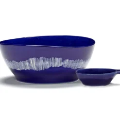 Serax Feast tableware by Ottolenghi Kom L 18cm H8cm Lapis Lazuli Swirl-Stripes Wit