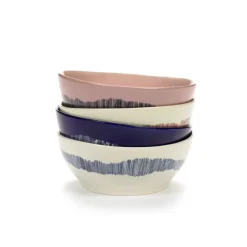 Serax Feast tableware by Ottolenghi Kom L 18cm H8cm Lapis Lazuli Swirl-Stripes Wit