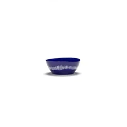 Serax Feast tableware by Ottolenghi Kom L 18cm H8cm Lapis Lazuli Swirl-Stripes Wit