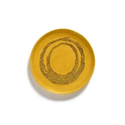 Serax Feast tableware by Ottolenghi Serveerschotel S 35cm H4cm Sunny Yellow Swirl-Dots zwart