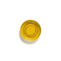 Serax Feast tableware by Ottolenghi Diep Bord 22cm H4cm Sunny Yellow Swirl-Dots Zwart