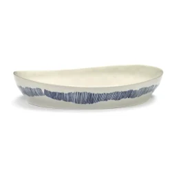 Serax Feast tableware by Ottolenghi Diepe serveerschaal S 30cm H6cm Wit Swirl-Stripes Blauw