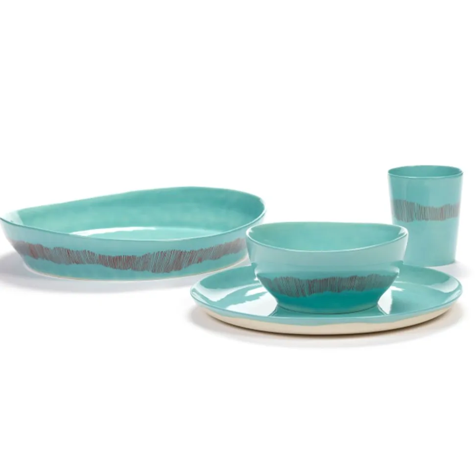 Serax Feast tableware by Ottolenghi Serveerschaal M 36cm H6cm Azure swirl-stripes rood