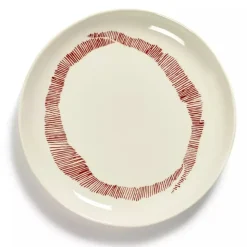 Serax Feast tableware by Ottolenghi Ontbijtbord S 19cm H2cm Wit Swirl-Stripes Rood
