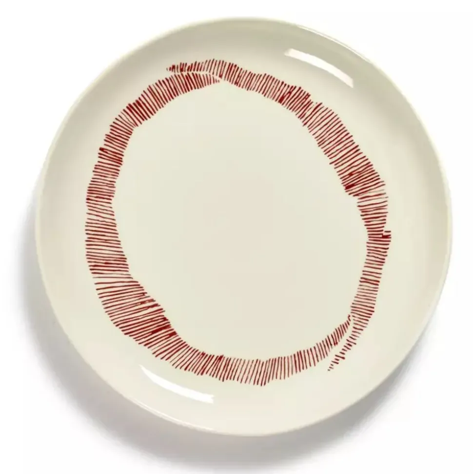 Serax Feast tableware by Ottolenghi Ontbijtbord S 19cm H2cm Wit Swirl-Stripes Rood