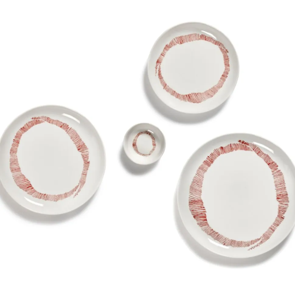 Serax Feast tableware by Ottolenghi Ontbijtbord S 19cm H2cm Wit Swirl-Stripes Rood
