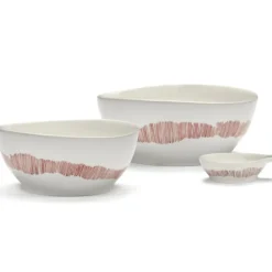 Serax Feast tableware by Ottolenghi Kom S 16cm H7,5cm Wit Swirl-Stripes Rood