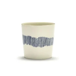 Serax Feast tableware by Ottolenghi Koffiekop 25cl Wit Swirl-Stripes Blauw