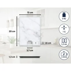 Soehnle Compact 300  Keukenweegschaal digitaal Marmer Wit
