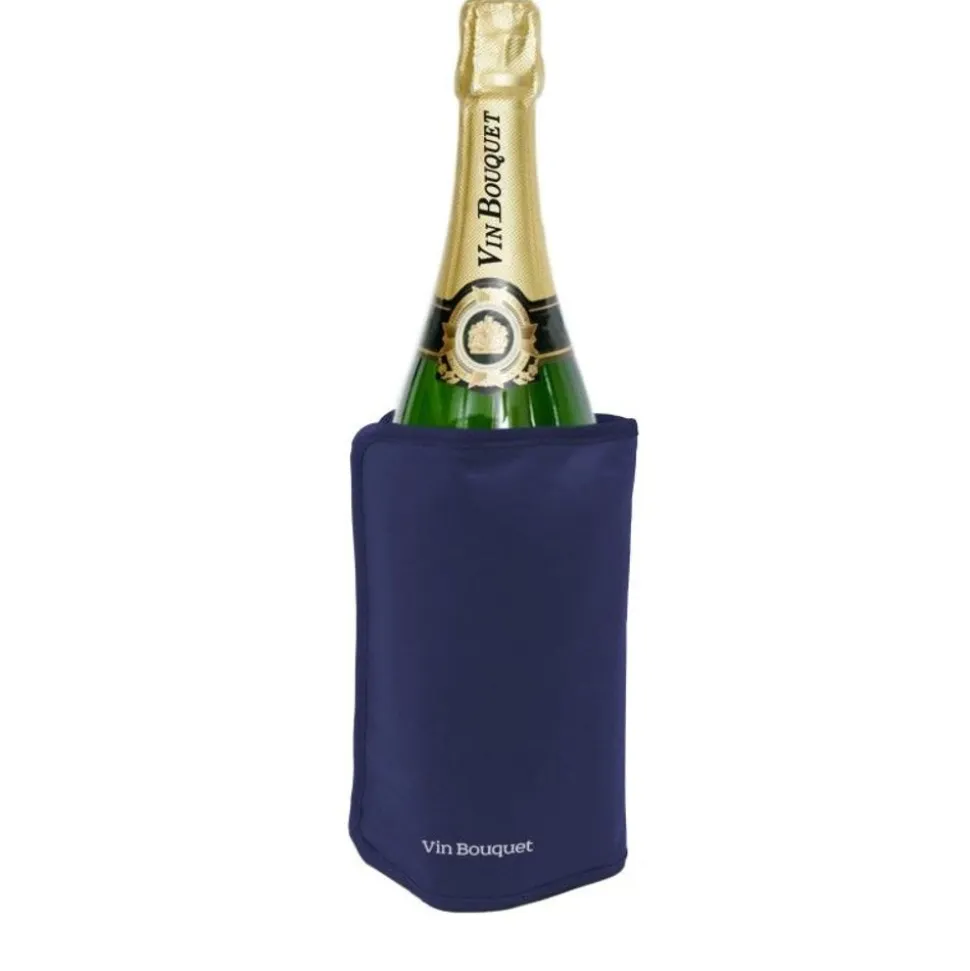 Vin Bouquet Flessenkoeler M navy-blauw met elastiche band