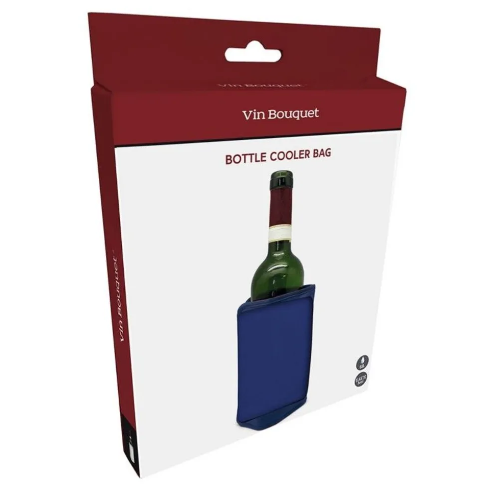 Vin Bouquet Flessenkoeler M navy-blauw met elastiche band